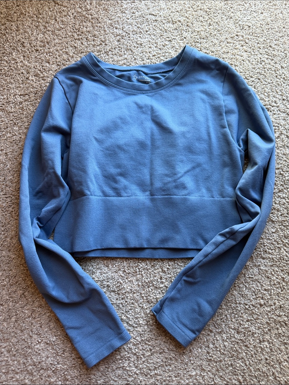 Offline by Aerie Blue Cropped Long-Sleeve Top